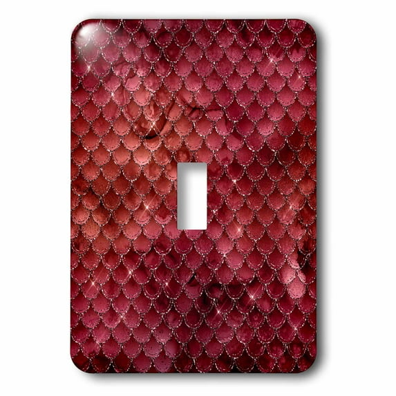 3dRose, Pretty Burgundy Image Of Silver Glitter Mermaid Scallops Pattern, single toggle switch