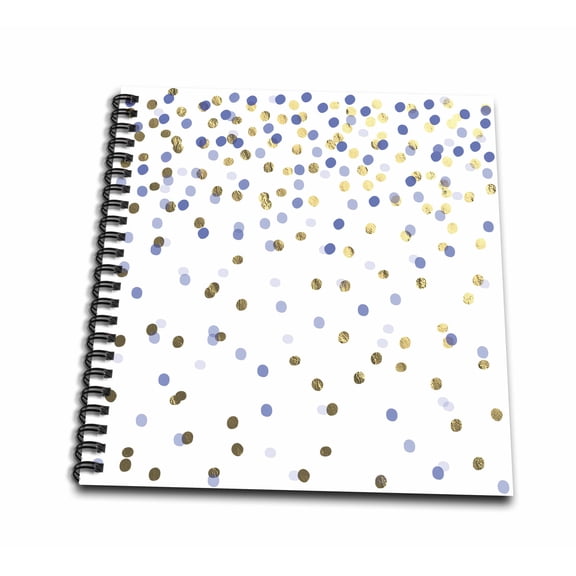 3dRose, Pretty Dark Blue and Gold Confetti Pattern, Mini Notepad 4 x 4 inch