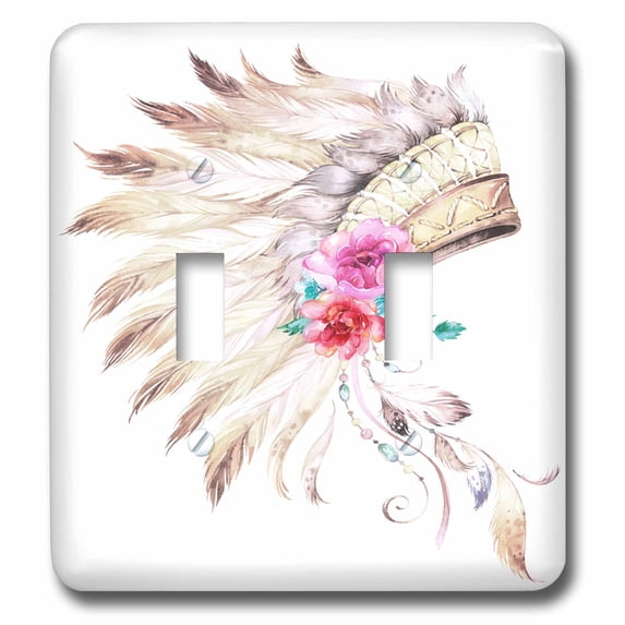 3dRose, Pretty Floral Tribal Headdress Illustration, double toggle switch