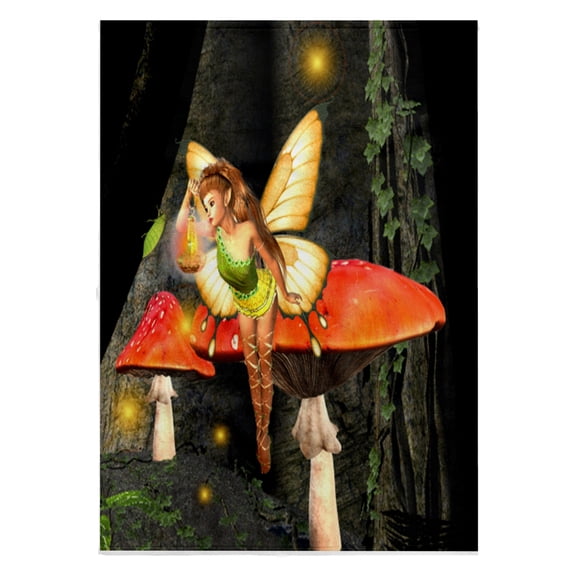 3dRose, Pretty Forest Fairy On Mushroom/Toadstool With Light, 22x30 Bath Hand Pool Towel