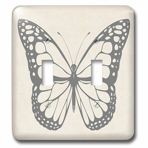 3dRose, Pretty Gray Butterfly, double toggle switch