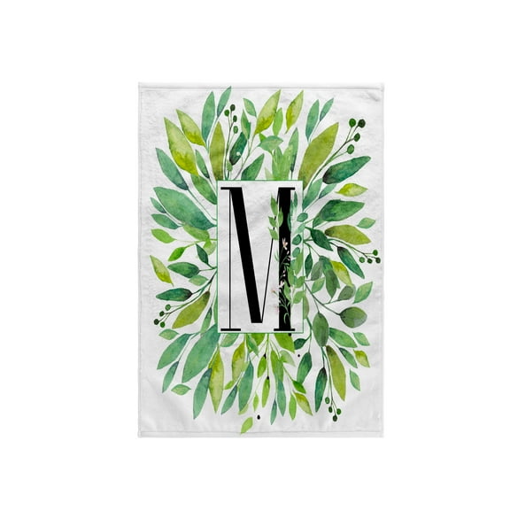 3dRose, Pretty Image Of Watercolor Greenery Leaves Monogram M, 15x22 Hand Towel