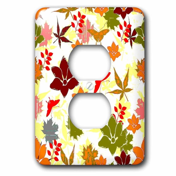 3dRose, Pretty Multi - Colored Flower Pattern, 2 plug outlet cover