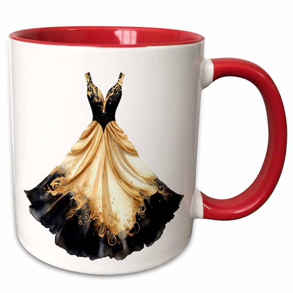 3drose, Pretty New Years Eve Dress, 11oz Two-tone Red Mug