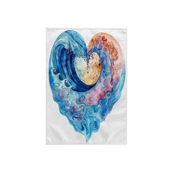 3dRose, Pretty Ocean Sunset Heart Illustration, 15x22 Hand Towel
