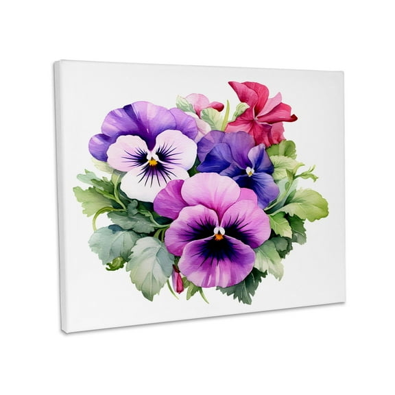 3dRose, Pretty Pansy Flower Illustration, Museum Grade Canvas Wrap 20x16