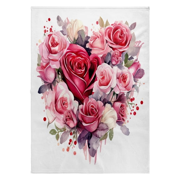 3dRose, Pretty Pink Rose Heart Illustration, 22x30 Bath Hand Pool Towel