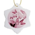 thumbnail image 1 of 3drose, Pretty Pink Transparent Butterflies, 3 inch Snowflake Porcelain Ornament, 1 of 7