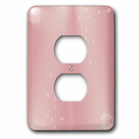 3dRose, Pretty Pink Vertical Ribbons With Roses and Sparkles Pattern, 2 plug outlet cover