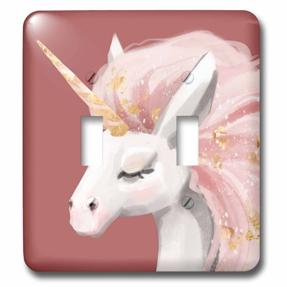 3dRose, Pretty Pink and White Unicorn, double toggle switch