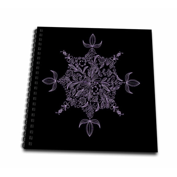 3dRose, Pretty Purple Eight Point Flower Patterned Snowflake, Memory Book 12 x 12 inch