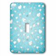 thumbnail image 1 of 3dRose, Pretty Sparkly Silver and Aqua Hearts and Confetti Pattern, single toggle switch, 1 of 1