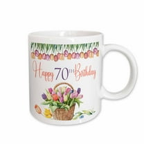 3drose, Pretty Tulips Happy 70th Birthday, 11oz Mug