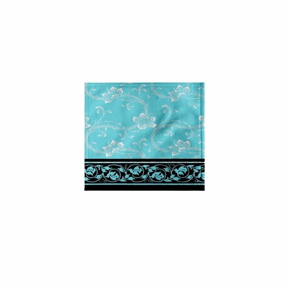 3dRose, Pretty Turquoise Floral Design with contrasting black panel, 11x12 Wash Cloth for Face and Body
