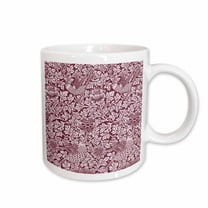 3drose, Pretty William Morris Bird and Anemone Chintz Burgundy, 11oz Mug