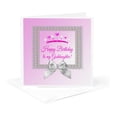 thumbnail image 1 of 3dRose, Princess Crown Silver Frame, Bow, Happy Birthday, Goddaughter, Pink, 1 Greeting Card with envelope, 1 of 6