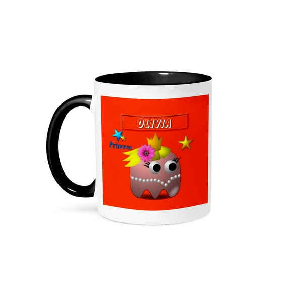 3dRose, Princess Olivia - SmudgeArt Princess Name designs , 11oz Two-Tone Black Mug