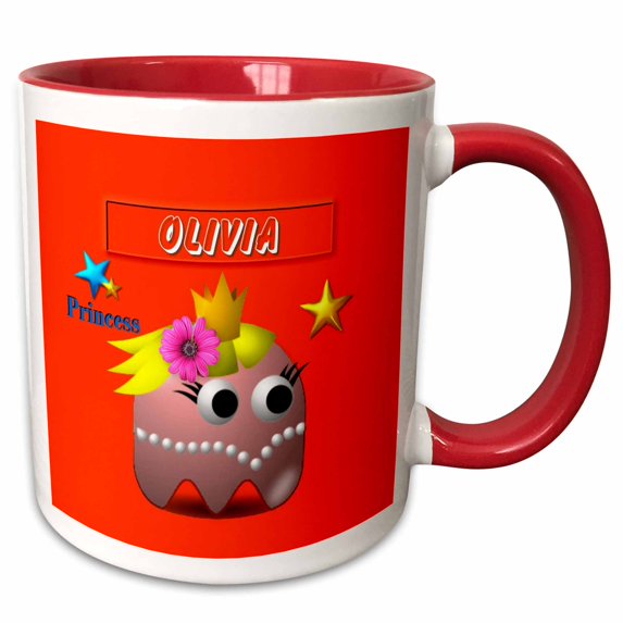 3drose, Princess Olivia - Smudgeart Princess Name Designs, 15oz Two-tone Red Mug