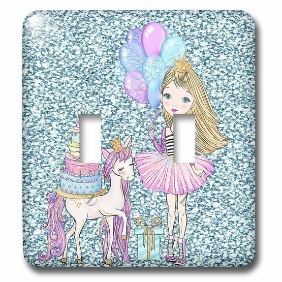 3dRose, Princess and unicorn holding balloons, double toggle switch