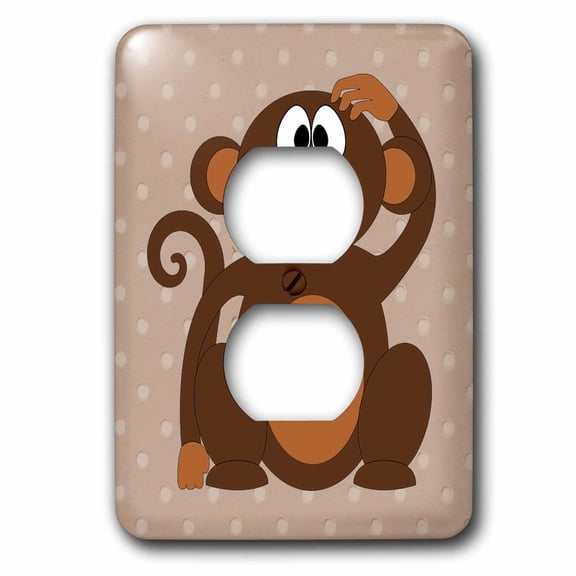 3dRose, Print of Adorable Monkey On Tan Dots, 2 plug outlet cover