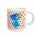 thumbnail image 1 of 3drose, Print of Baby Blue Dino on Orange Dots, 11oz Mug, 1 of 6