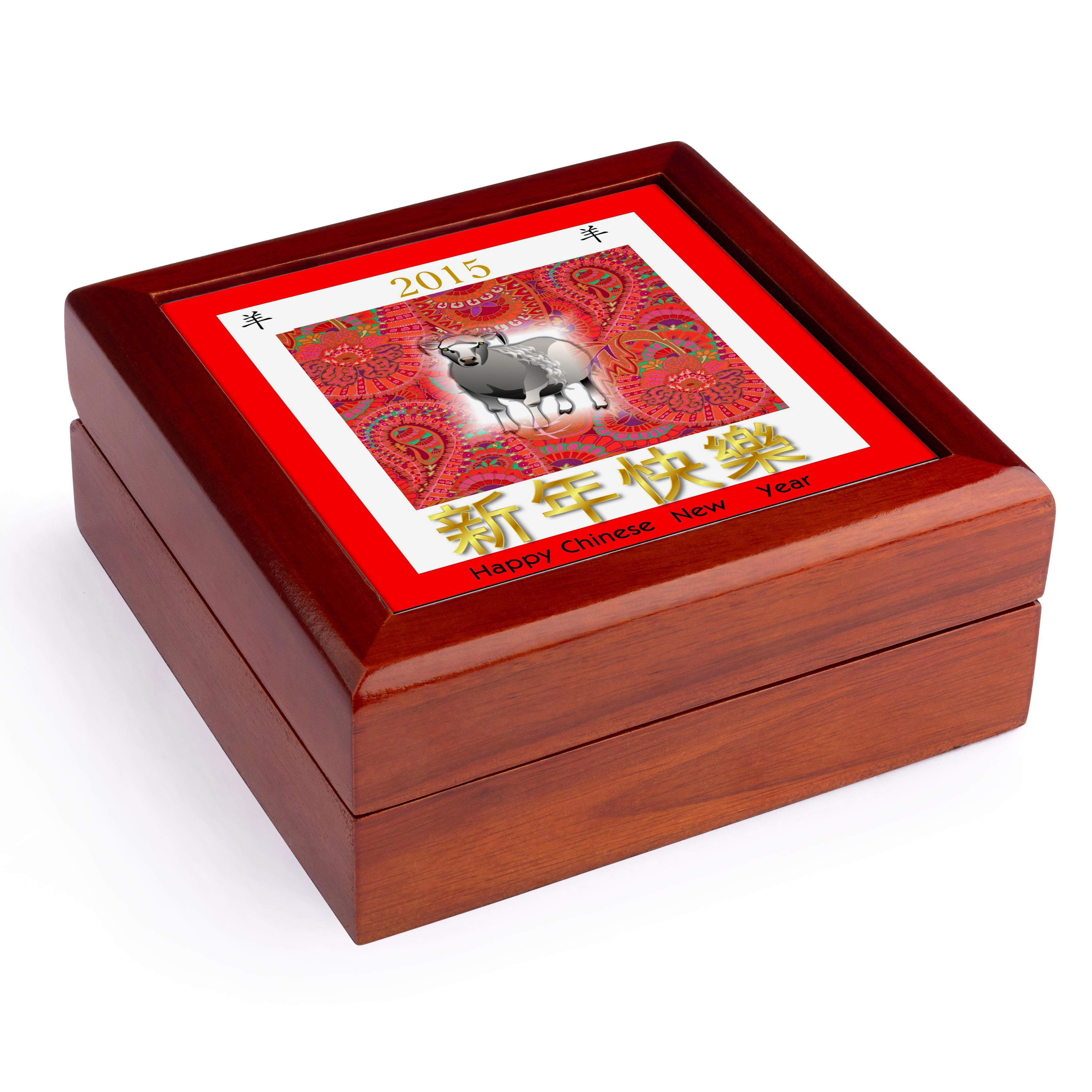 3dRose, Print of Chinese New Year 2015, Jewelry Box 5.5x5.5 inch with 4 inch tile