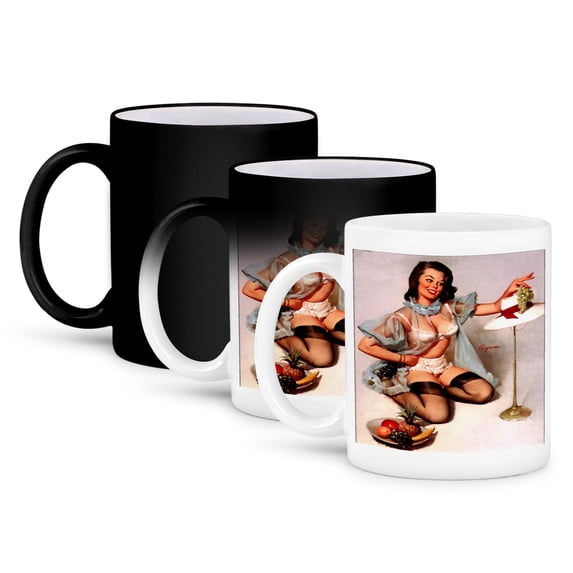 3dRose, Print of Elvgren Pinup A Tasty Treat, 11oz Magic Transforming Mug