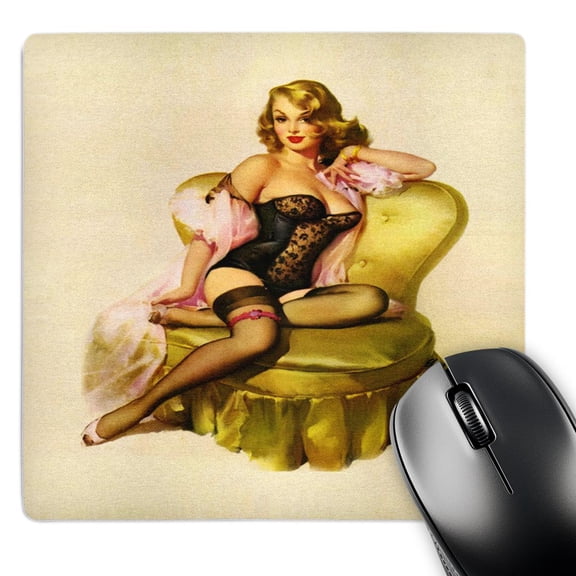 3dRose, Print of Elvgren Pinup Waiting for You In Lingerie, MousePad