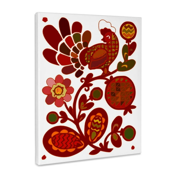 3dRose, Print of Folk Art Red Rooster, Museum Grade Canvas Wrap 11x14