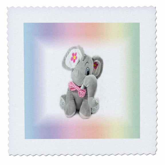 3dRose, Print of Gray and Pink Baby Elephant On Gradient, 14x14 inch quilt square