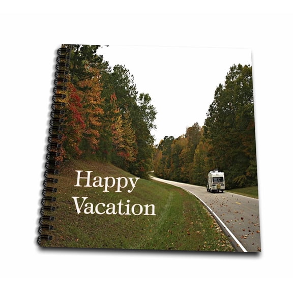 3dRose, Print of Happy Retirement With RV On Open Road, Memory Book 12 x 12 inch