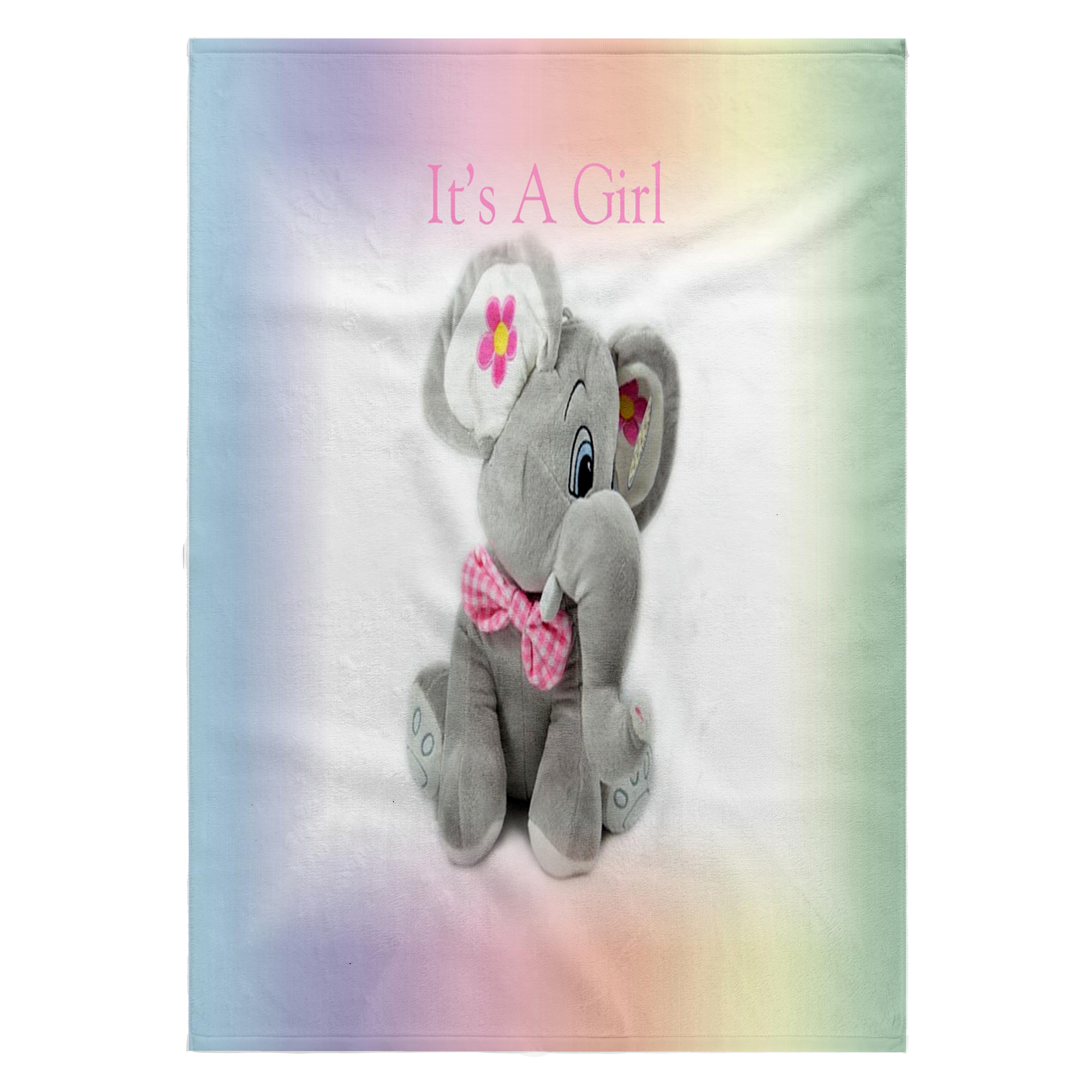 3dRose, Print of Its A Girl With Baby Elephant On Pastel Gradient, 22x30 Bath Hand Pool Towel