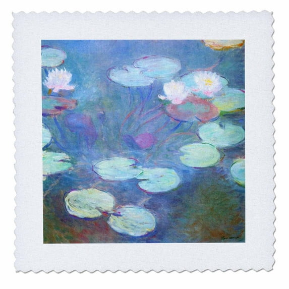 3dRose, Print of Monet Painting Water lilies Pink, 12x12 inch quilt square