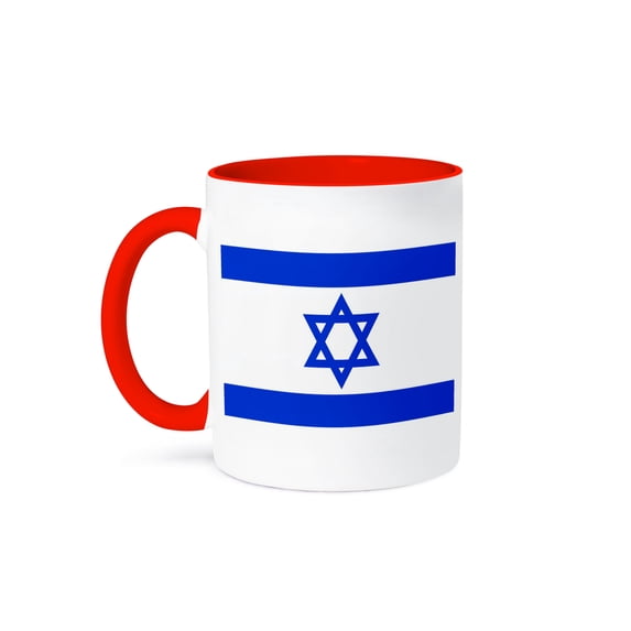 3dRose, Print of Proud Flag Of Israel, 11oz Two-Tone Red Mug