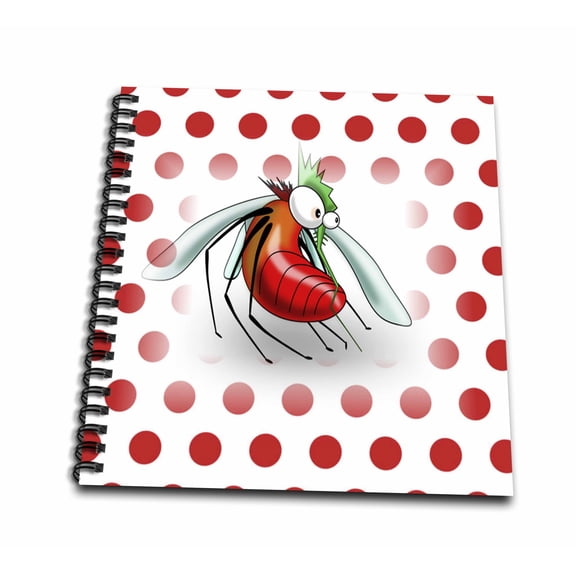 3dRose, Print of Red Mosquito On Red Dots, Mini Notepad 4 x 4 inch