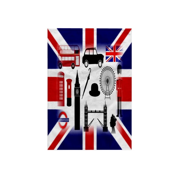 3dRose, Print of UK Flag With British Symbols, 15x22 Hand Towel