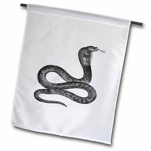 3dRose, Print of Vintage Cobra Snake Drawing, 12 x 18 inch Garden Flag