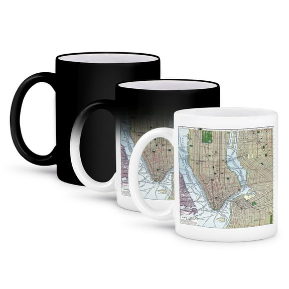 3dRose, Print of Vintage New York City Map, 11oz Magic Transforming Mug