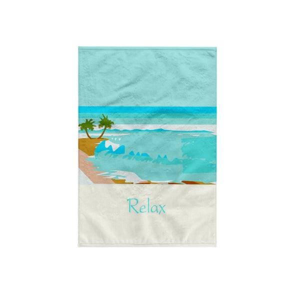 3dRose, Print of Word Relax On Beautiful Painted Turquoise Beach, 15x22 Hand Towel
