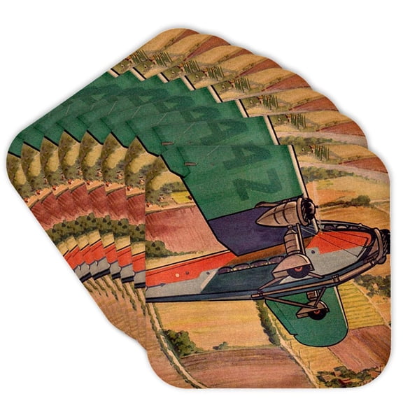 3drose, Propeller Airplane, Set of 8 Coasters - Soft
