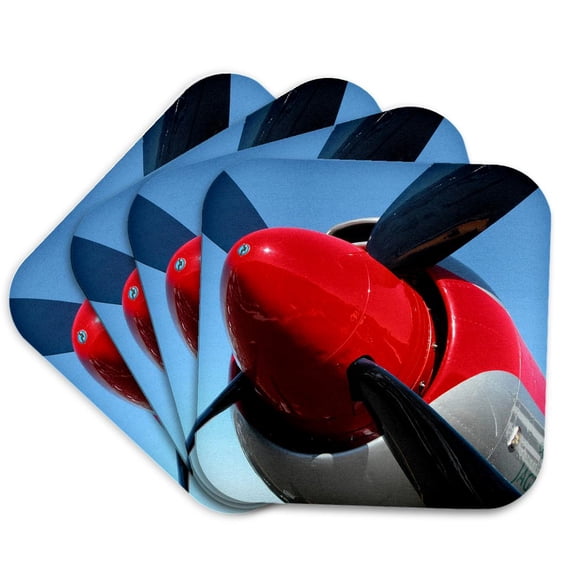 3drose, Propeller Airplanes Photography, Set of 4 Coasters - Soft