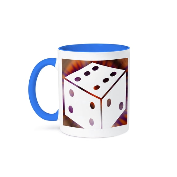 3dRose, Psychadelic Dice - Fun Art - Games, 15oz Two-Tone Blue Mug