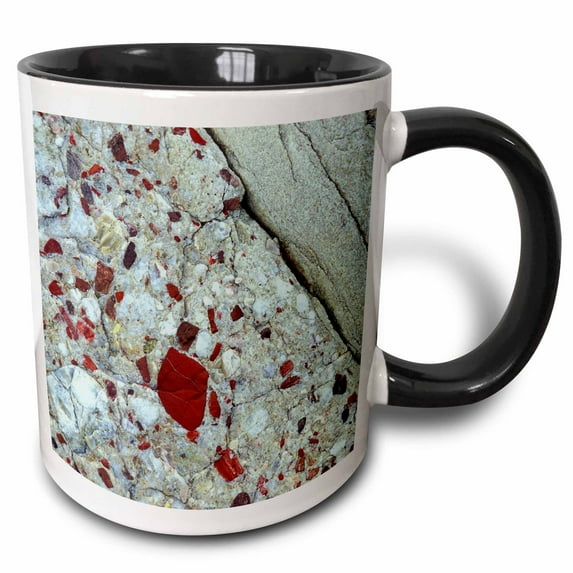 3drose, Pudding Stone, Jasper Quartz, Rock Mineral - Us23 Bja0030 - Jaynes Gallery, 15oz Two-tone Black Mug