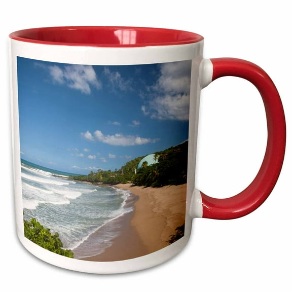 3drose, Puerto Rico, West Coast, Rincon, Domes Beach-ca27 Wbi0208 - Walter Bibikow, 15oz Two-tone Red Mug