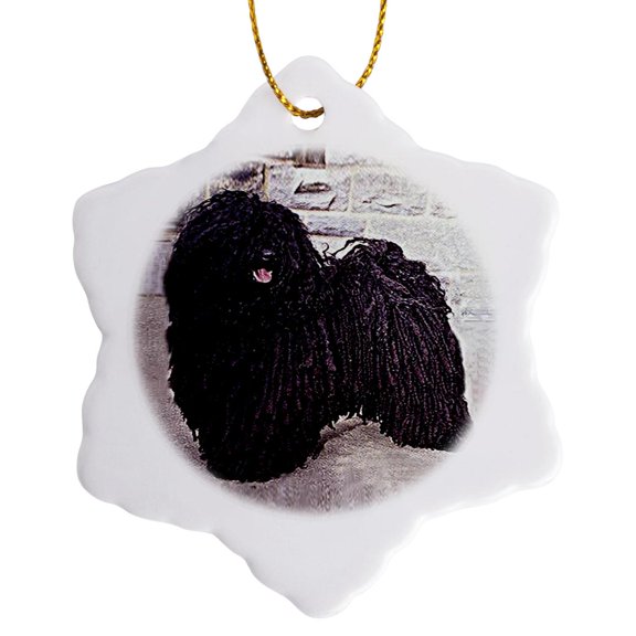 3drose, Puli, 3 inch Snowflake Porcelain Ornament