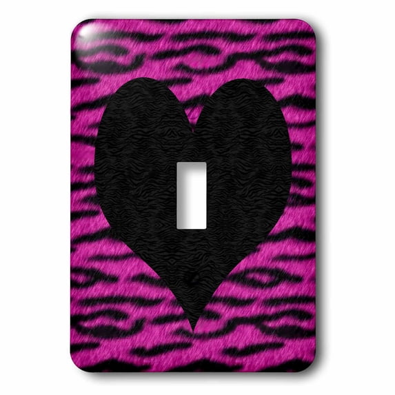 3dRose, Punk Rockabilly Pink Tiger Animal Print Black Heart, single toggle switch