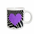 thumbnail image 1 of 3drose, Punk Rockabilly Zebra Animal Stripe Purple Heart Print, 11oz Mug, 1 of 6