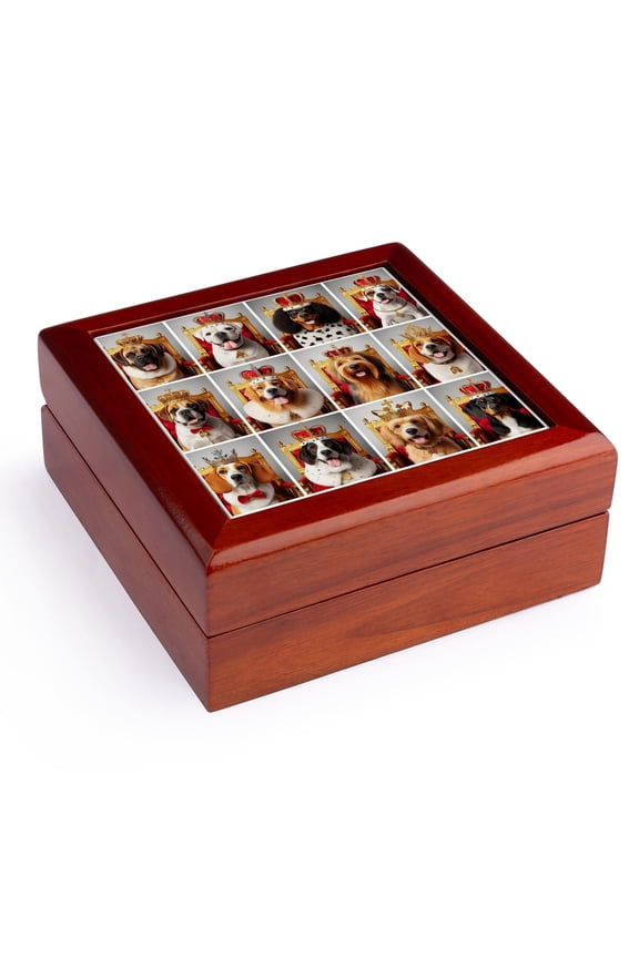 , Puppy Sleeping a Heart-Shaped Box, Jewelry Box 5.5x5.5 inch with 4 inch tile