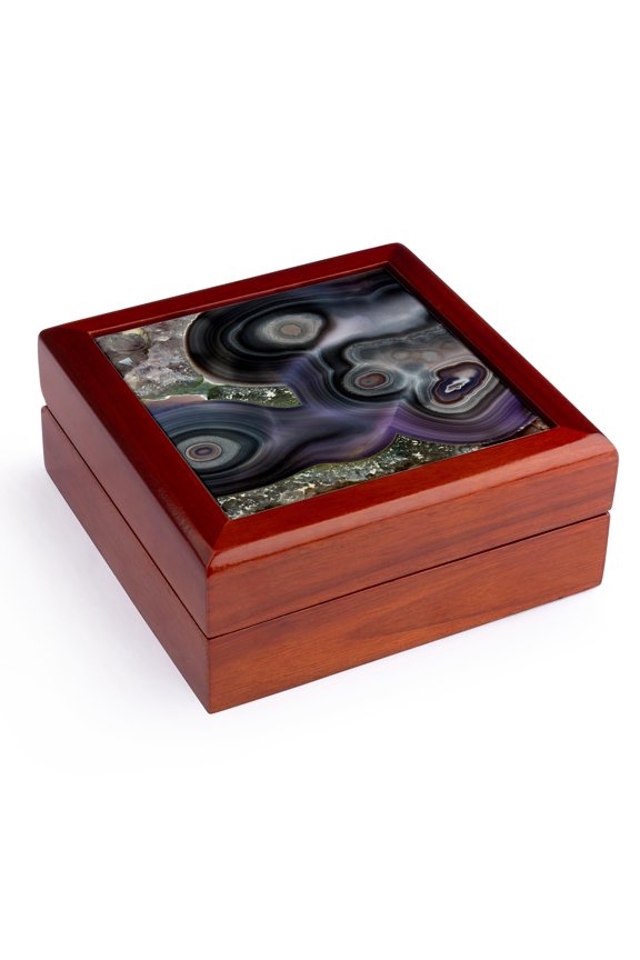 , Purple Banded Agate, Quartzsite, Jewelry Box 5.5x5.5 inch with 4 inch tile