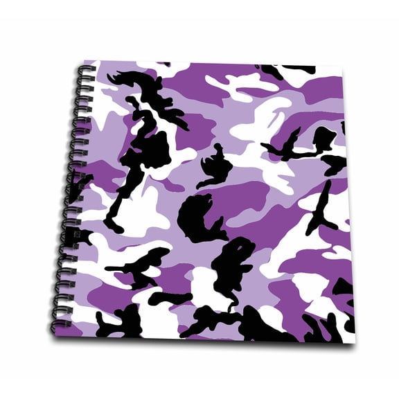 3dRose, Purple Camoflauge Print, Drawing Book 8 x 8 inch